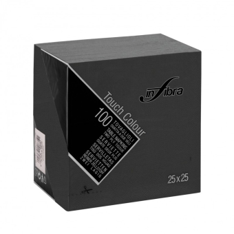 Infibra | Servetten 2-laags | 1/4 vouw | Zwart | 25x25cm | 30x100 stuks