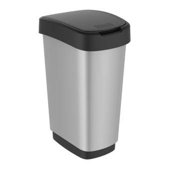 Twist Afvalbak 50 liter zilver/zwart
