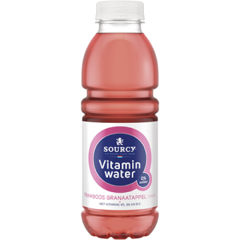 Sourcy | Vitaminwater | Framboos Granaatappel | Petfles | 6 x 0,5 liter 
