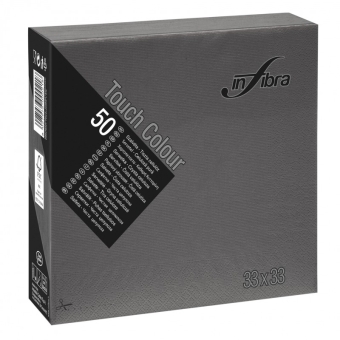 Infibra | Servetten 2-laags | 1/4 vouw | Zwart | 33x33cm | 24x50 stuks