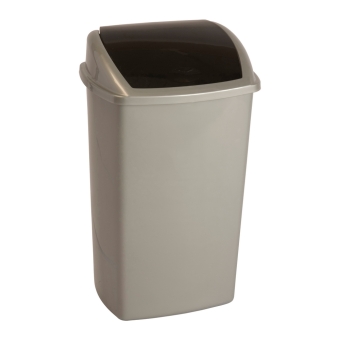 Afvalbak 50ltr met swingdeksel grijs/zwart 12st