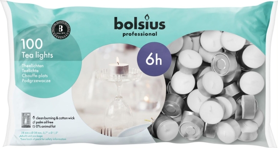 Bolsius | Theelichten | Wit | 100 stuks