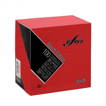 Infibra | Servetten 2-laags | 1/4 vouw | Rood | 25x25cm | 30x100 stuks
