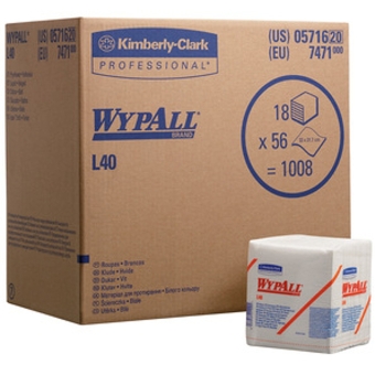 Wypall | L40 poetsdoeken | Wit | 36,5 x 32 cm | Gevouwen | 18 x 56 stuks