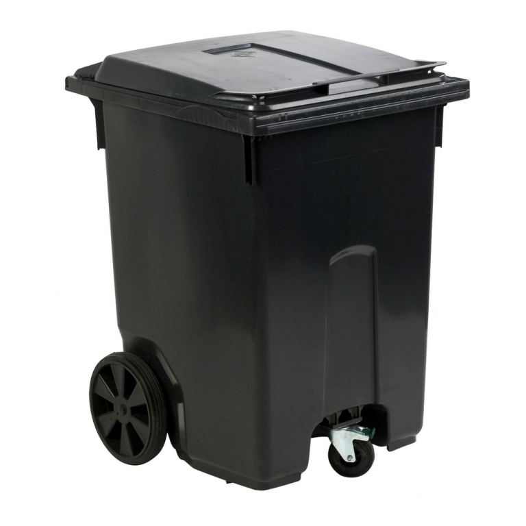 Mini rolcontainer met 3  wielen 400 liter grijs