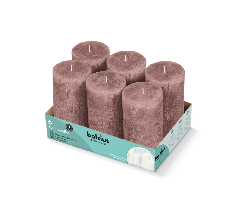 Bolsius | Rustieke Stompkaarsen 130/68 | Suede Brown | 6 stuks
