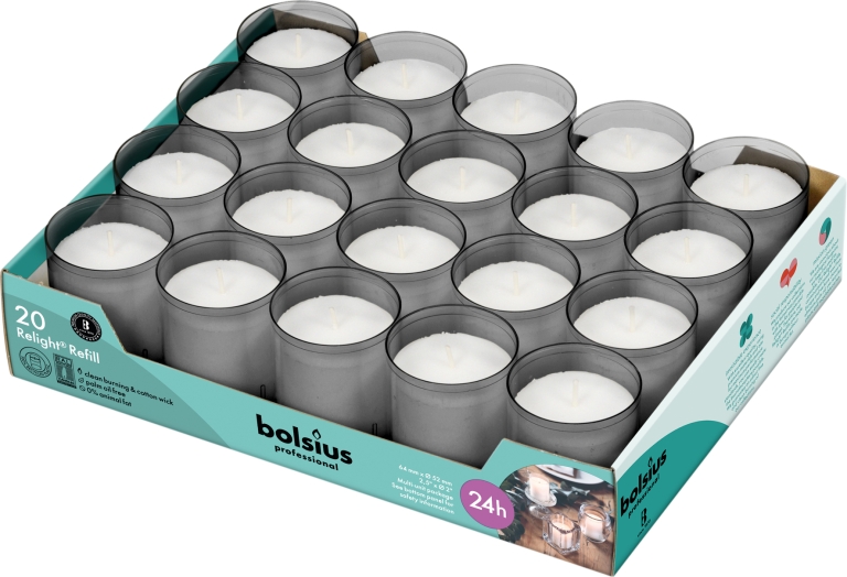 Bolsius | Relight Grijs Kaarsen | Navulling 20 stuks