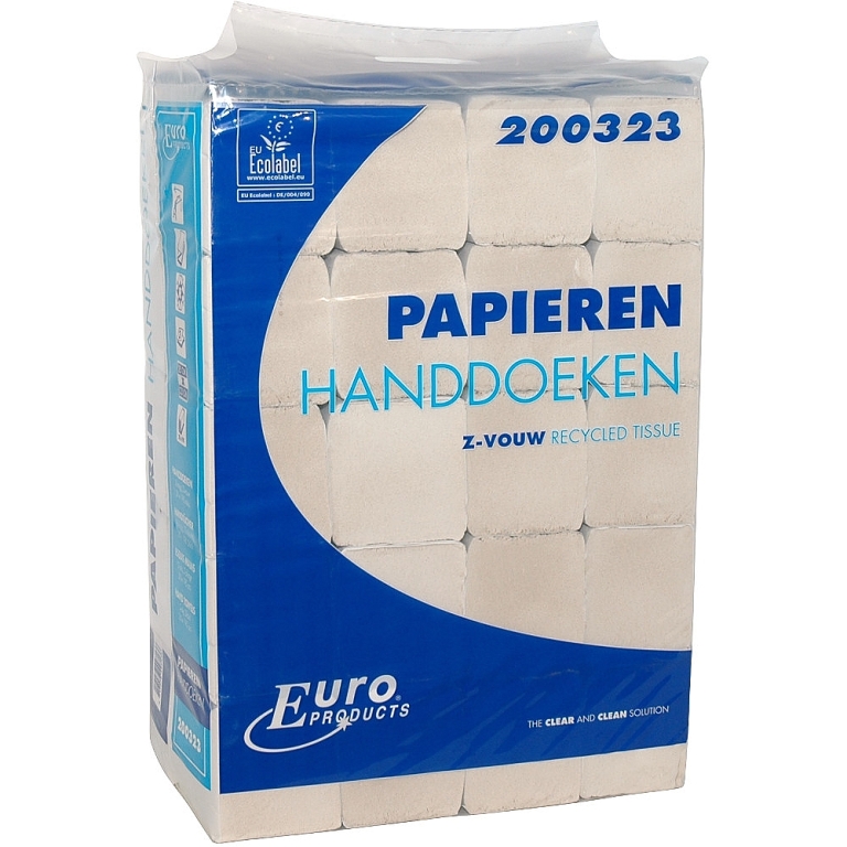 Euro Products | Vouwhanddoekjes 2-laags | Z-vouw recycled | 23 x 25 cm | 3800 stuks