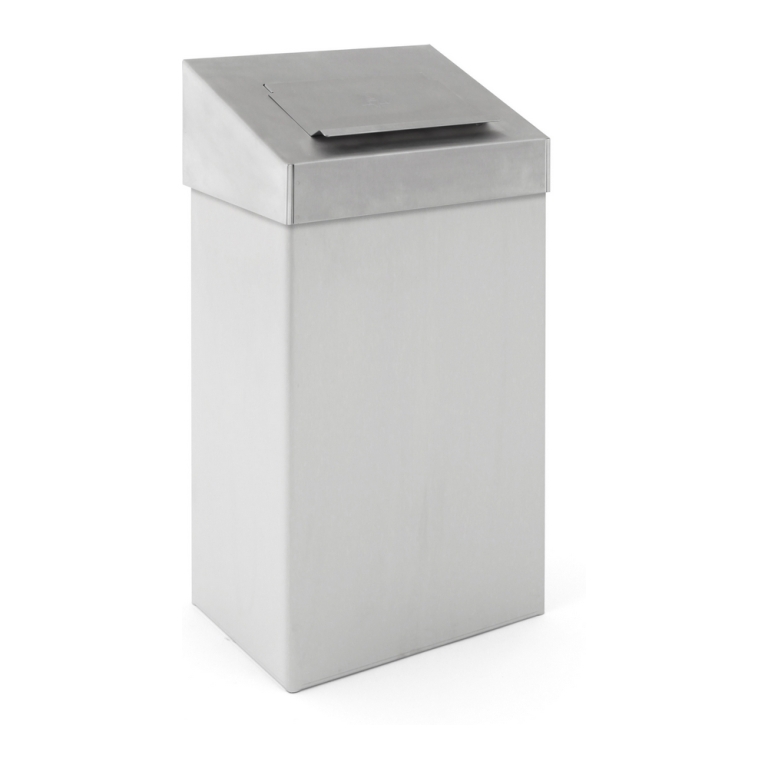 Afvalbak 18ltr met hygiënische top mat rvs