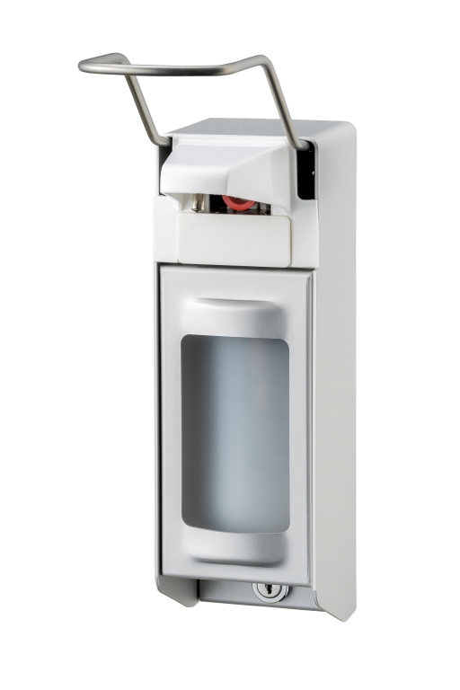 MediQoline | Zeep- & desinfectiemiddeldispenser | 500 ml | Lange beugel | Aluminium