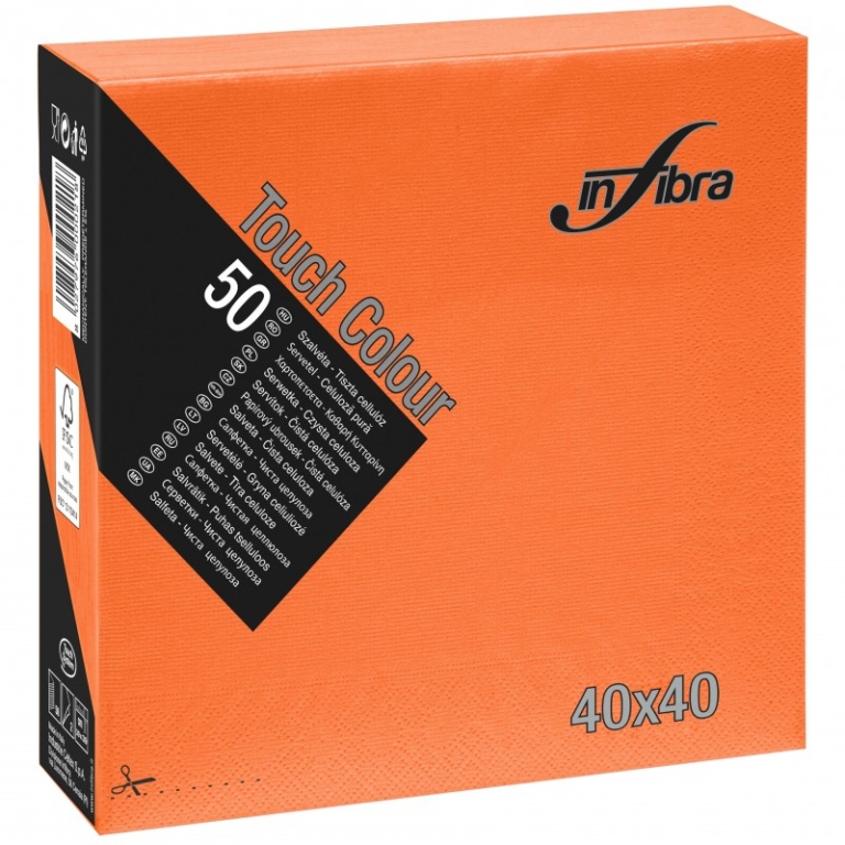 Infibra | Servetten 2-laags | 1/4 vouw | Oranje | 40x40cm | 24x50 stuks