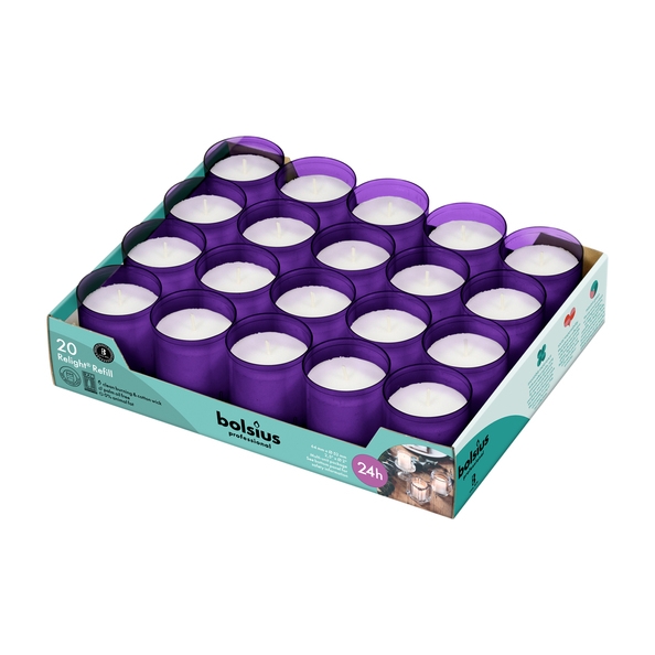 Bolsius | Relight Paarse Kaarsen | Navulling 20 stuks