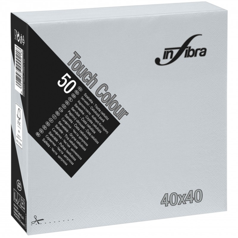 Infibra | Servetten 2-laags | 1/4 vouw | Grijs | 40x40cm | 24x50 stuks