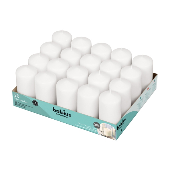 Bolsius | Stompkaarsen | 100/50 | Wit | 20 stuks