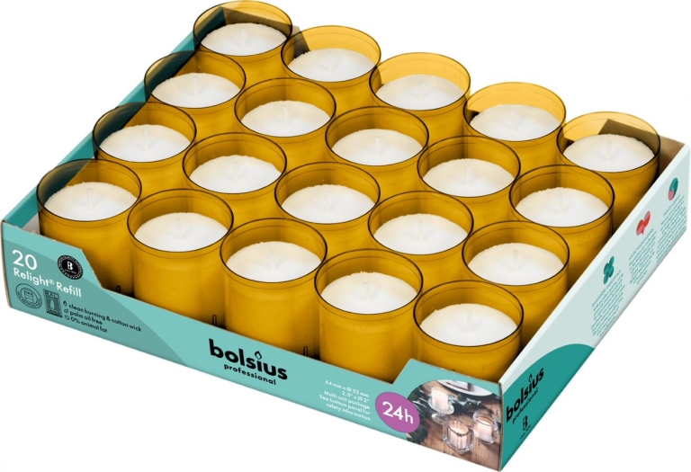 Bolsius | Relight Amber kaarsen | Navulling 20 stuks