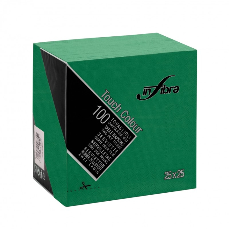 Infibra | Servetten 2-laags | 1/4 vouw | Donkergoen | 25x25cm | 30x100 stuks