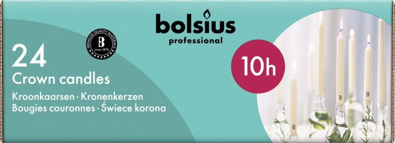 Bolsius | VOORDEELVERPAKKING | Kroonkaarsen | Ivoor | 96 stuks