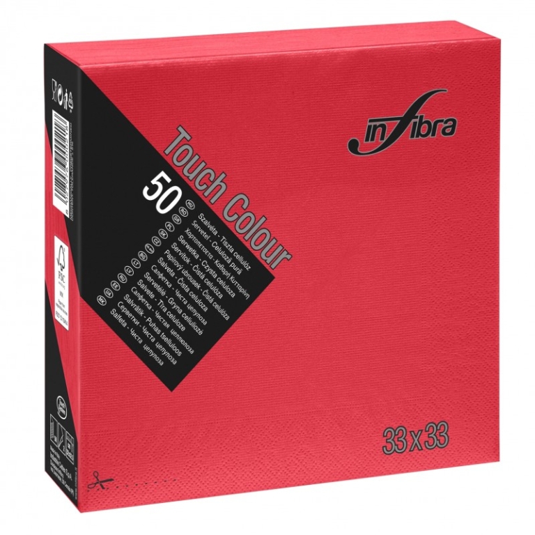Infibra | Servetten 2-laags | 1/4 vouw | Rood | 33x33cm | 24x50 stuks