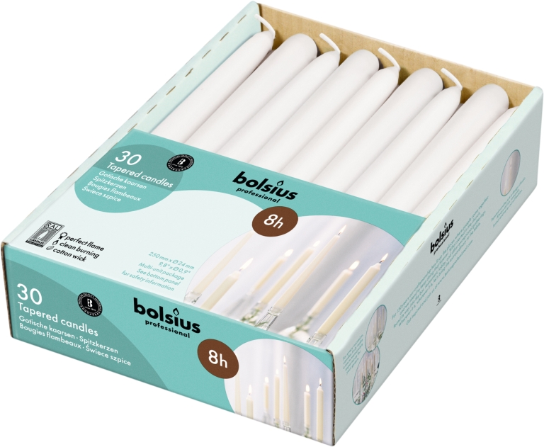 Bolsius | Gotische kaarsen | Wit | 30 stuks