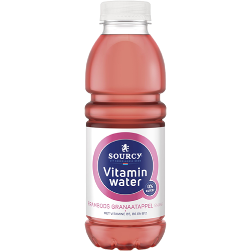 Sourcy | Vitaminwater | Framboos Granaatappel | Petfles | 6 x 0,5 liter 