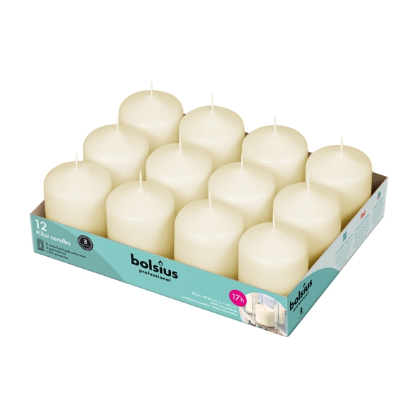 Bolsius | Stompkaarsen | 80/60 | Ivoor | 12 stuks