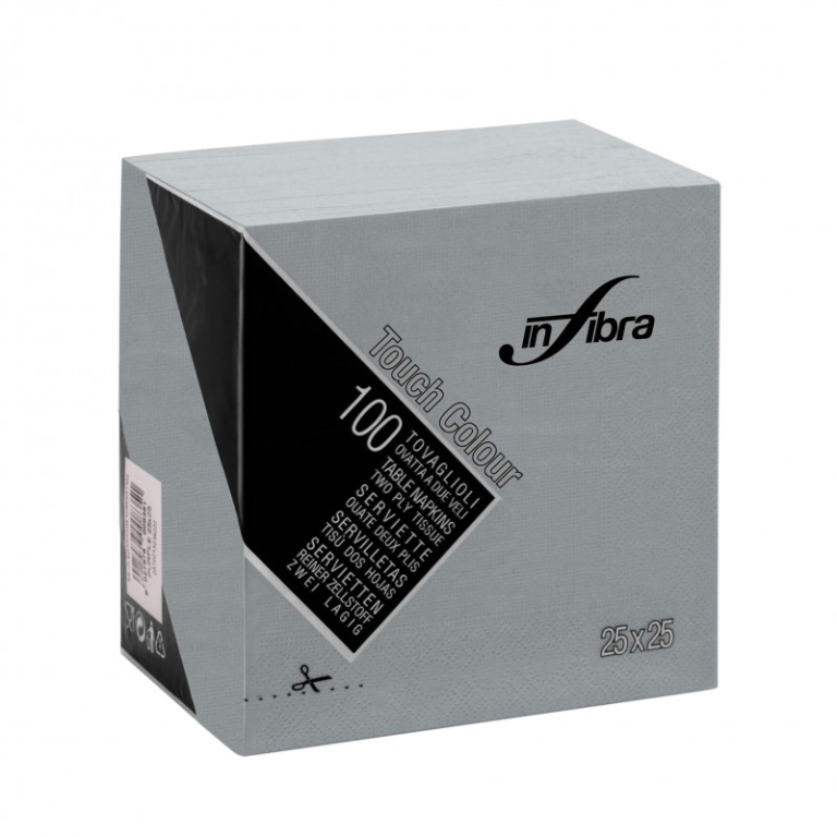 Infibra | Servetten 2-laags | 1/4 vouw | Grijs | 25x25cm | 30x100 stuks