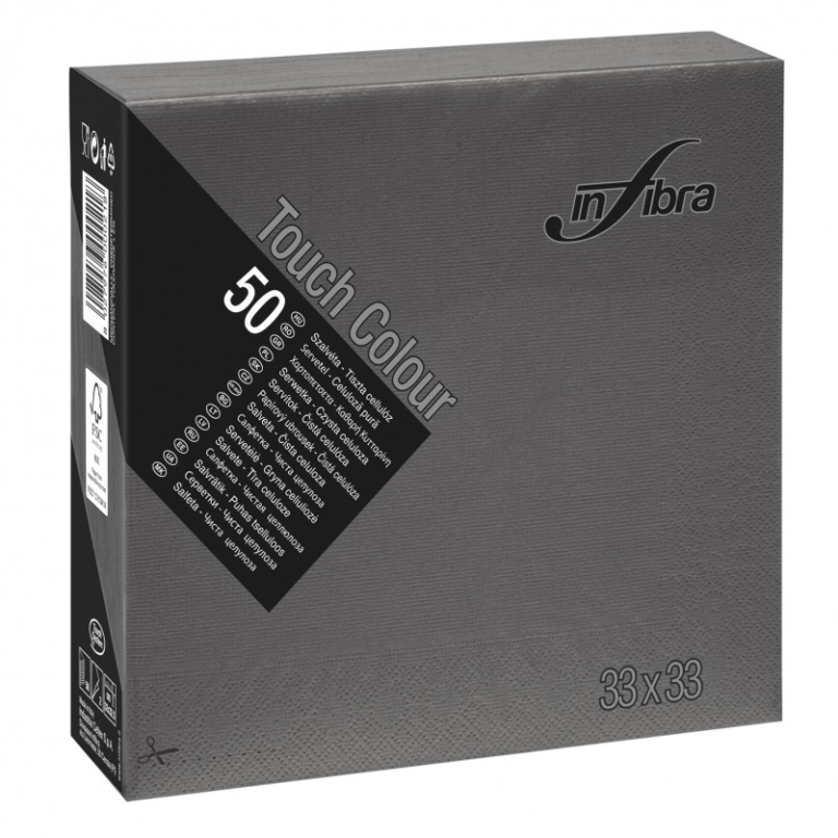 Infibra | Servetten 2-laags | 1/4 vouw | Zwart | 33x33cm | 24x50 stuks