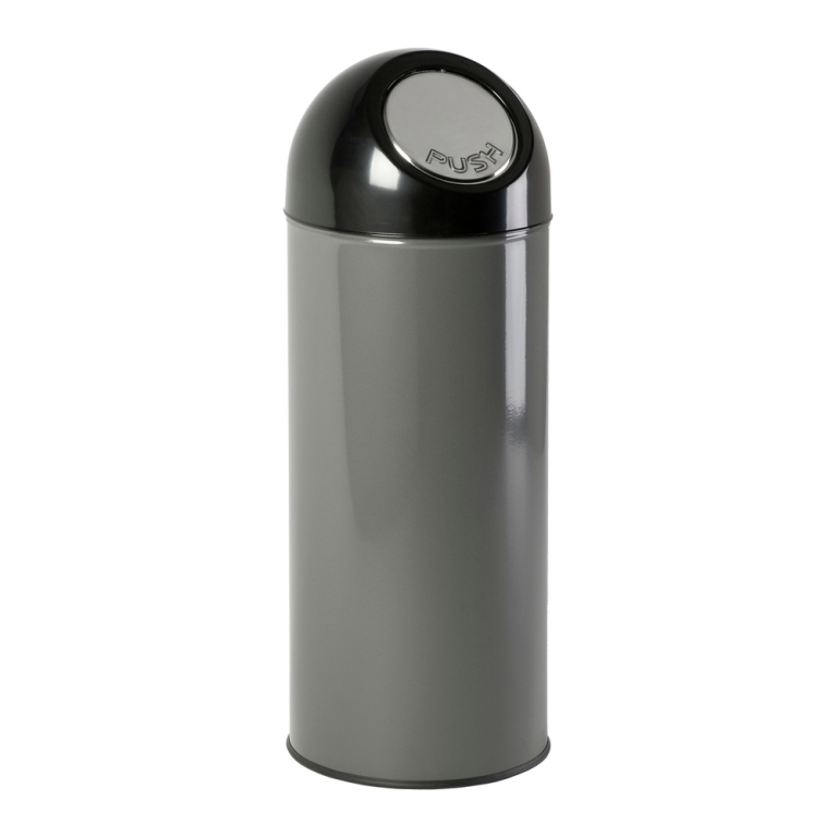 Prullenbak 55ltr pushdeksel en binnemmer metallic/zwart
