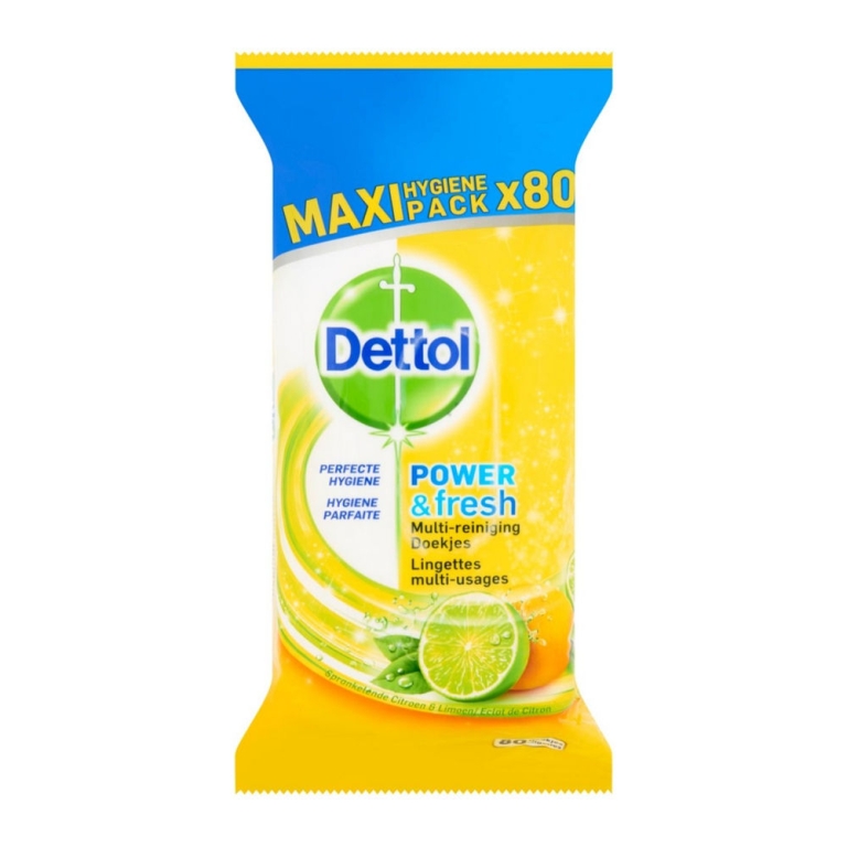 Dettol | Reinigingsdoekjes Power & Fresh Citrus | 5 x 80 stuks