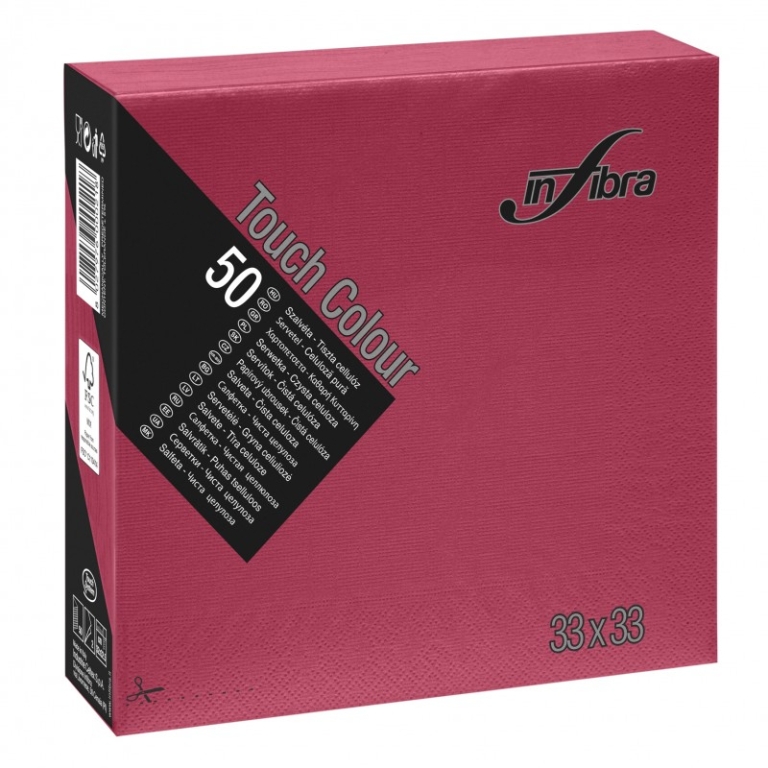 Infibra | Servetten 2-laags | 1/4 vouw | Bordeaux | 33x33cm | 24x50 stuks
