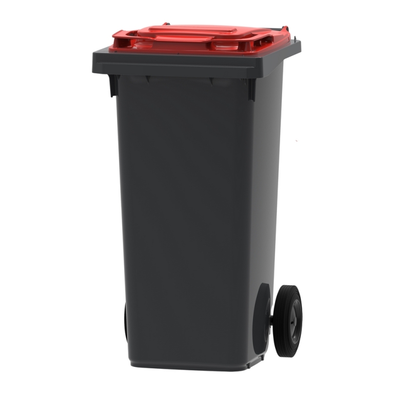 Mini-container | Grijs/rood | Inhoud: 120 liter 