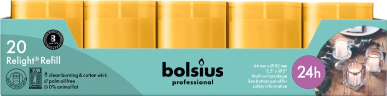 Bolsius | VOORDEELVERPAKKING | Relight Amber kaarsen | Navulling 80 stuks
