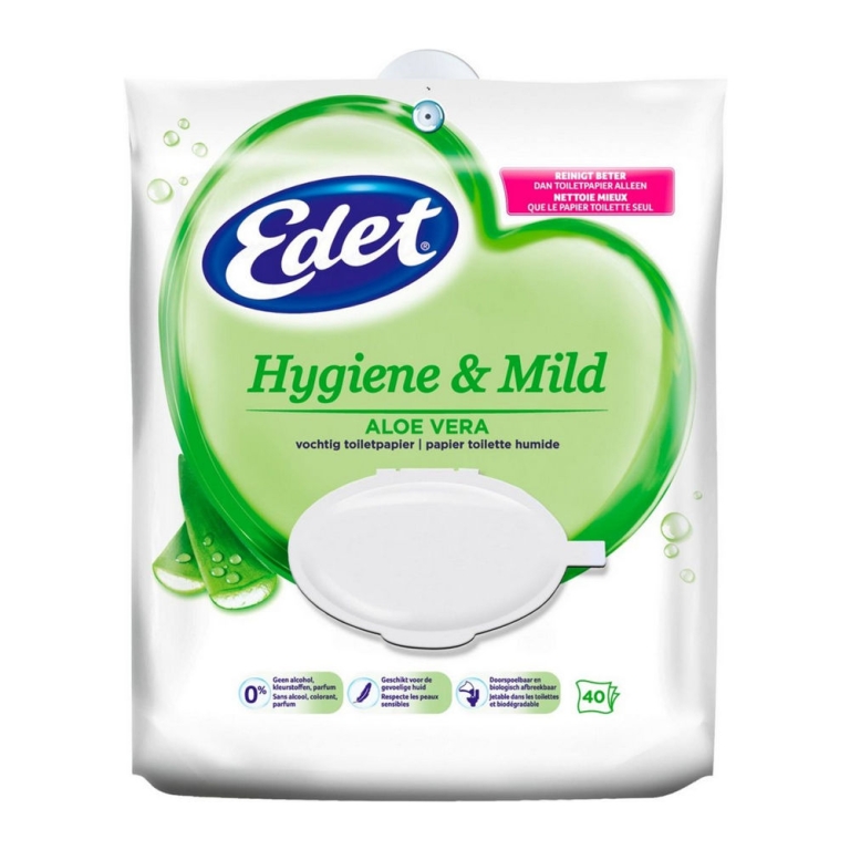 Edet | Vochtig Toiletpapier | Pure | 8 x 40 stuks