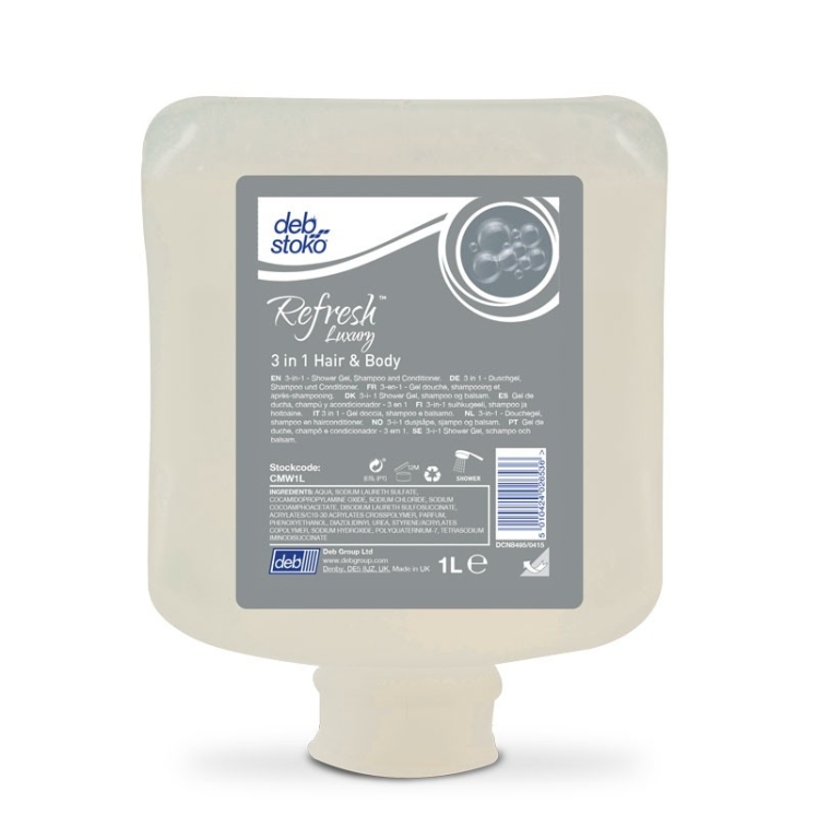 Deb Refresh Luxury 3-in-1 Hair & Body Wash 6 x 1 liter