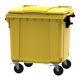 Container 1100 liter vlak deksel geel