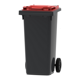 Mini-container | Grijs/rood | Inhoud: 120 liter 
