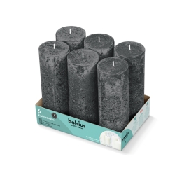 Bolsius | Rustieke Stompkaarsen 190/68 | Stormy Grey | 6 stuks